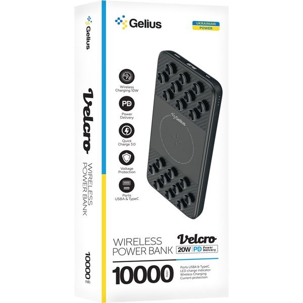Зарядний пристрій Gelius Velcro GP-PBW1120 QC+PD 20W (Wireless 10W) 87399 фото