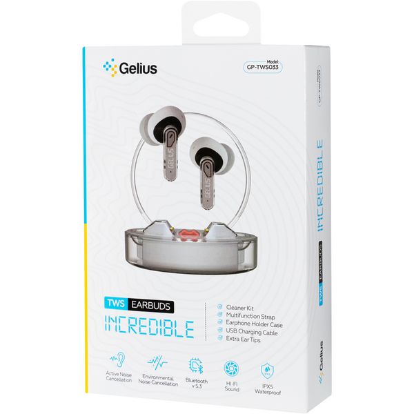 Бездротові навушники TWS Gelius Incredible GP-TWS033 Clear Wiew 93129 фото