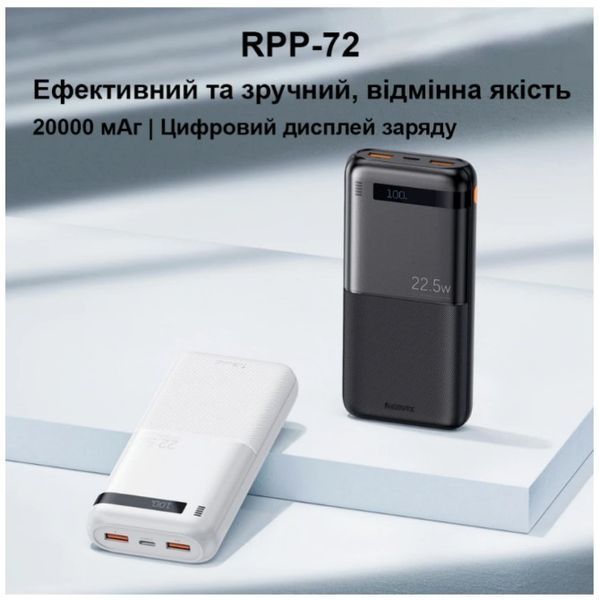 Портативний акумулятор REMAX RPP-72 Piloteer Series RPP-72-01 фото